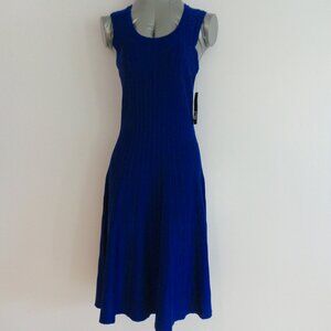 New! NIC+ZOE Women's Navy Twirl Knit Sleeveless Fit Flare‎ Dress Size S